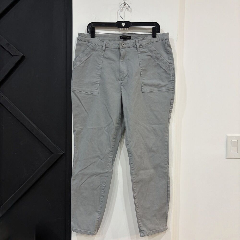 Banana Republic Gray Twill Utility Pants Size 14 Patch Pockets Cotton